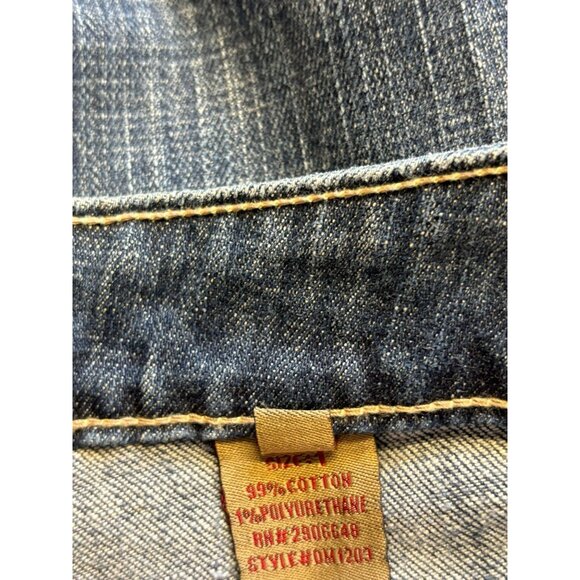 Machine Blue Jeans Bootcut Mid Rise Juniors Size 1 Embellished Pockets New - Picture 7 of 7